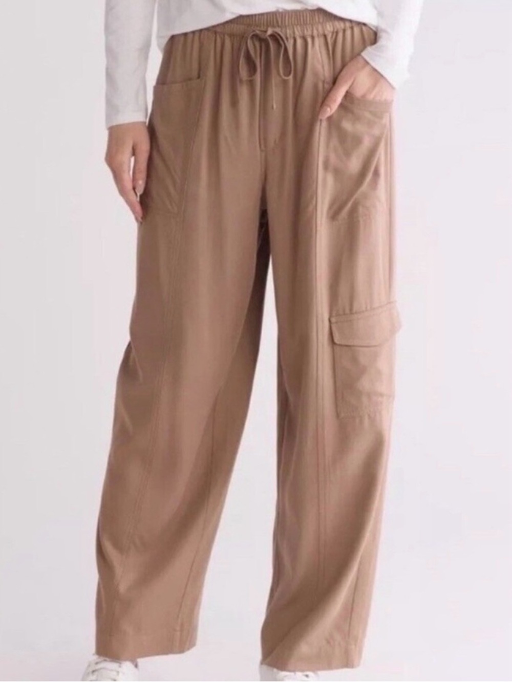 Madewell Pull On Wide Leg Brown Lightweight Cargo Brown Pants XL